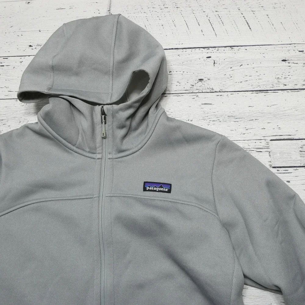 Patagonia Hoodie Womens Large Gray Hooded Full Zip Fleece QS Hockey Training - Picture 2 of 10